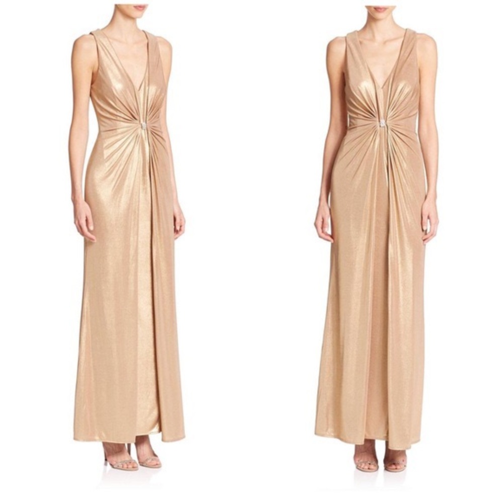 Platinum Laundry Shelli Segal Gold Formal Gown